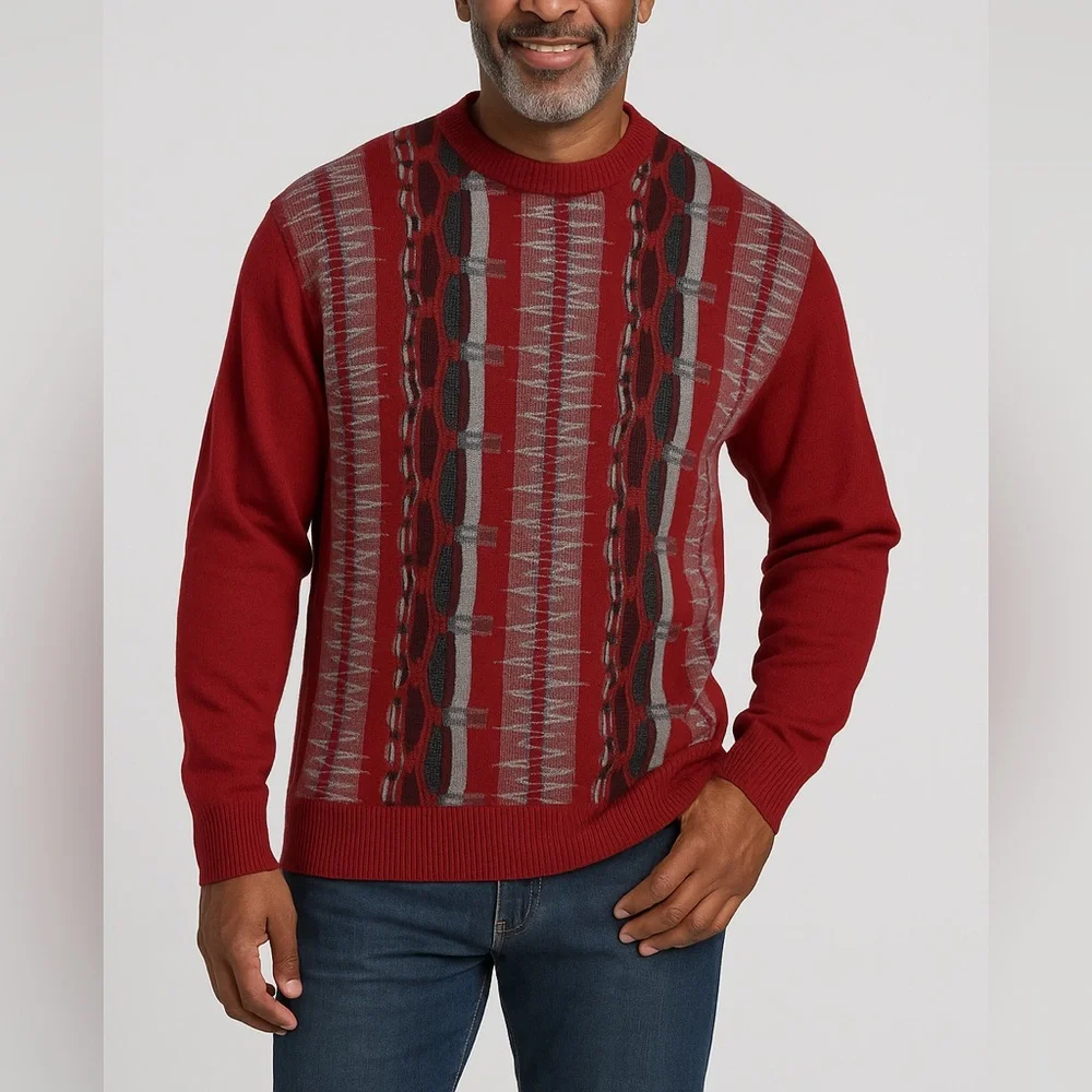 Pelleti Red Abstract‎ Knit Sweater – Men's 2XL
